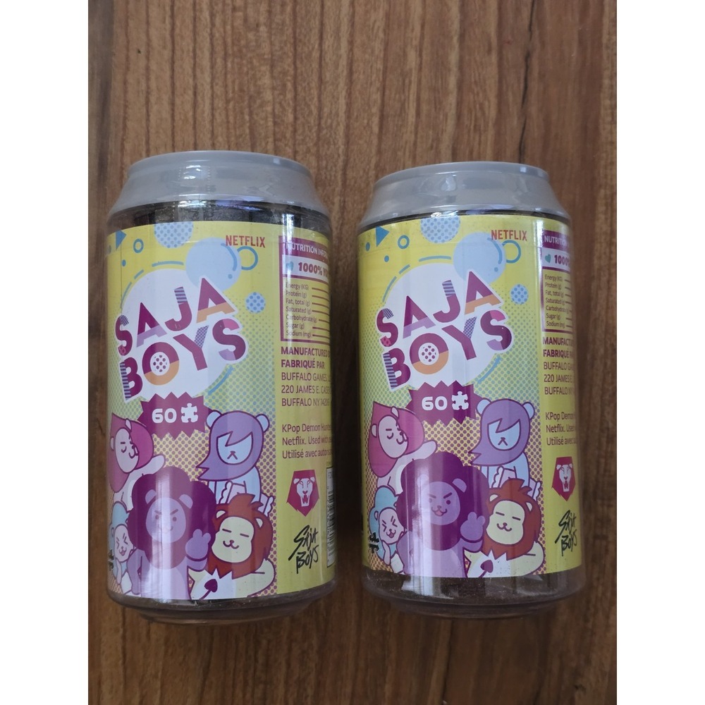 2 K-Pop Demon Hunters Saja Boys Soda Pop Can 60 Piece Puzzles Netflix Buffalo s6